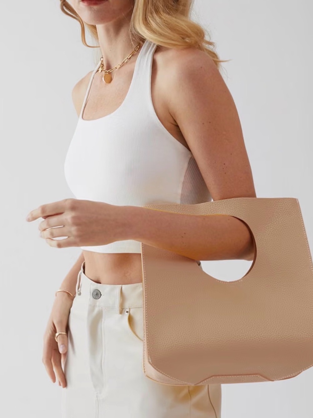 Minimalist Style Soft Pu Leather Handbag Clutch Small Tote quiet luxury chic
